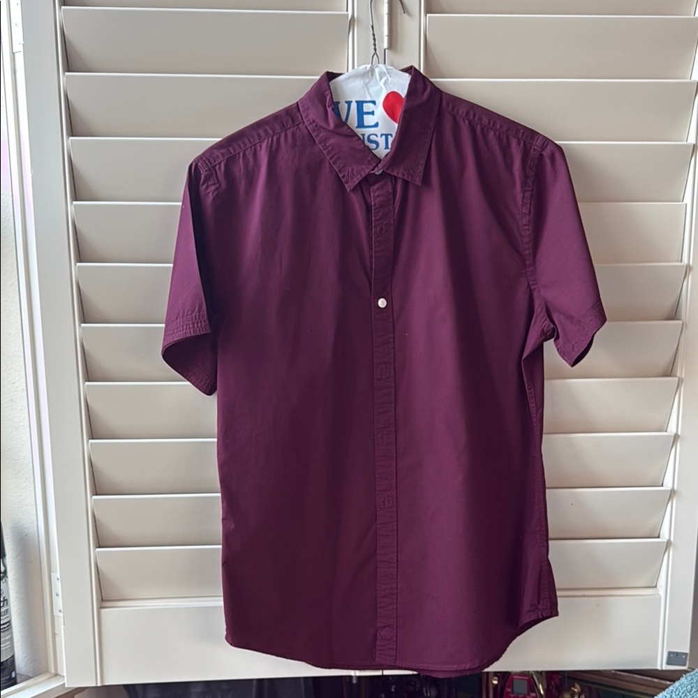 Express Red Casual Button Down Shirt